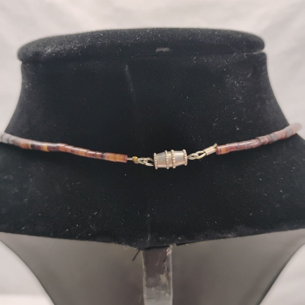 Native American Southwest Hand Carved Mother Of Pearl Eagle Turquoise Necklace - Picture 4 of 10